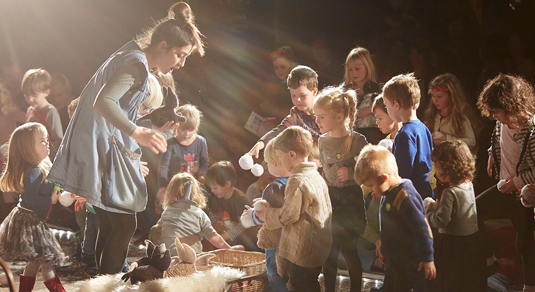 Natasha introducing Pitschi and the rest of the puppets to the children in the audience. Photo Matthew Andrews