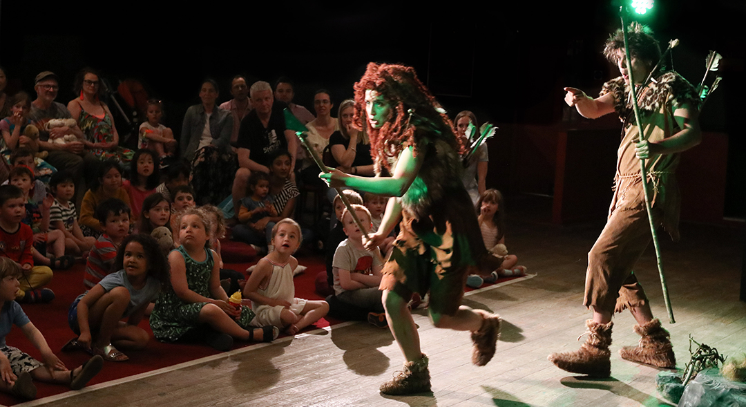 Natasha and Jack as Ugg 'n' Ogg on stage at Komedia. Photo Paul Mansfield